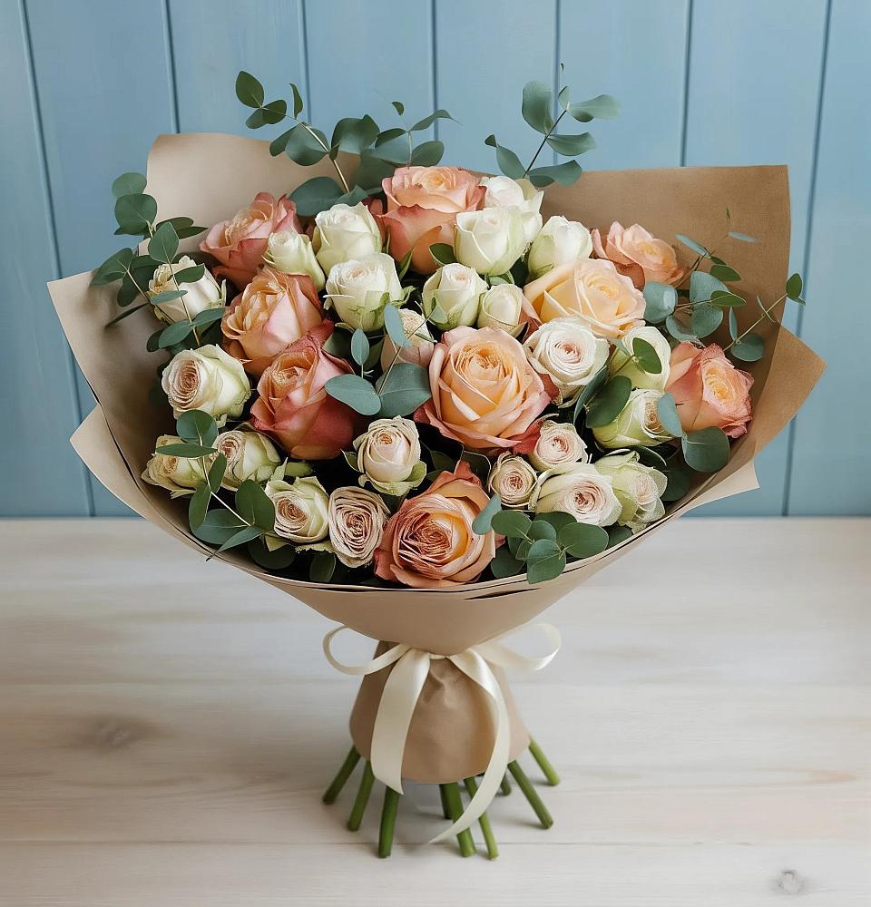 Букет цветов из: Альстромерии и Розы в Водоразделе