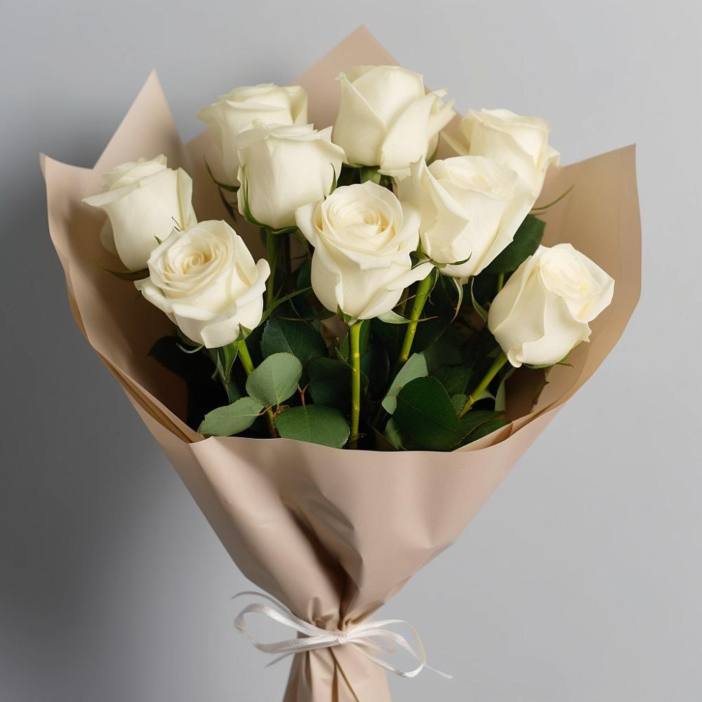 Букет 9 Белых роз Эдлесс Лав в Водоразделе