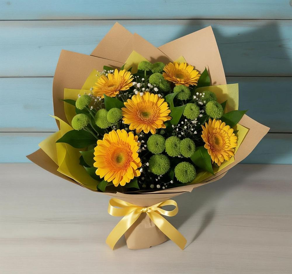 Букет цветов из: Герберы и Хризантемы в Водоразделе