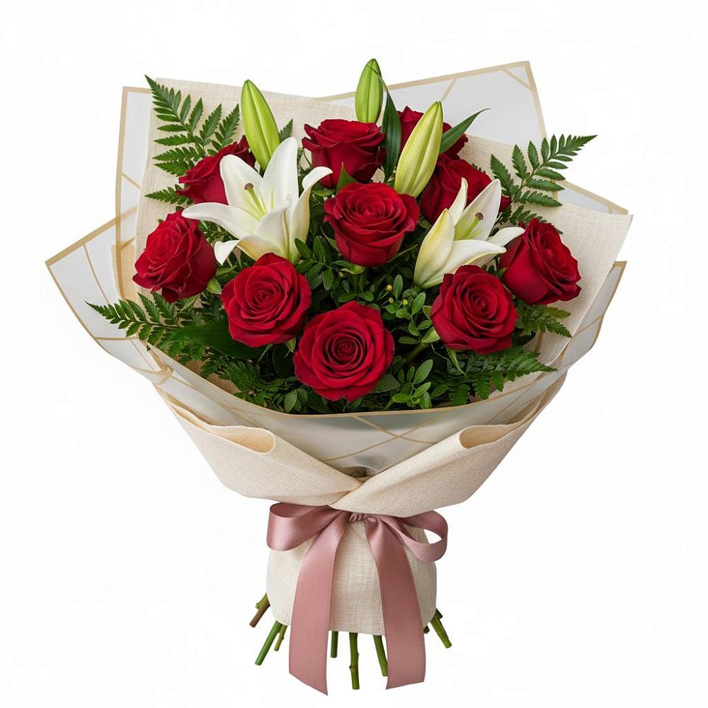 Букет цветов из: Лилии и Розы в Водоразделе