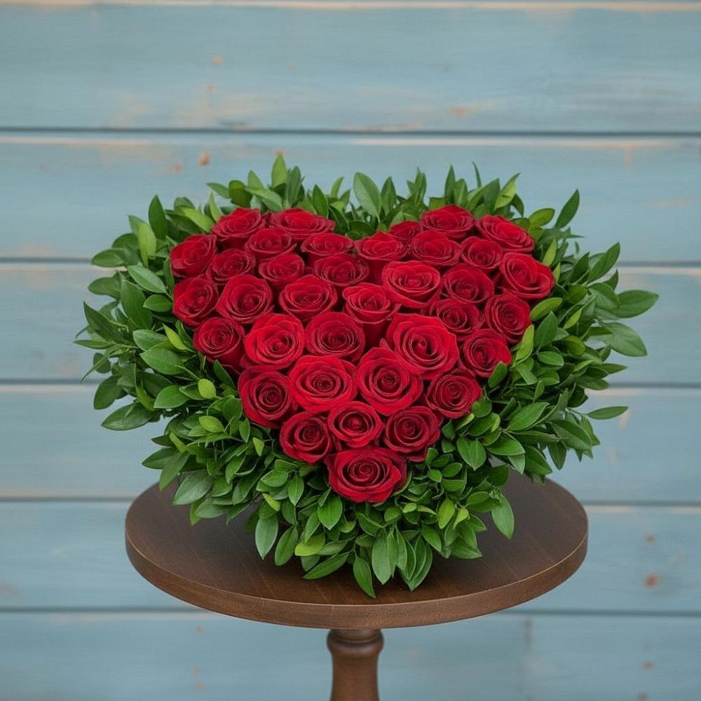 Цветочная композиция из Розы в виде сердца в Водоразделе