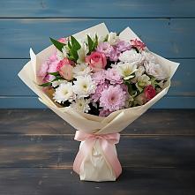 Букет цветов из:  Хризантемы, Альстромерии и Розы #REPLACE_PRED# Водоразделе