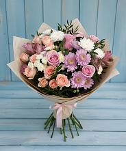 Букет цветов из:  Хризантемы, Розы и Альстромерии в Водоразделе