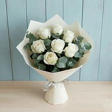 Букет Белые розы в Эвкалипте #REPLACE_PRED# Водоразделе